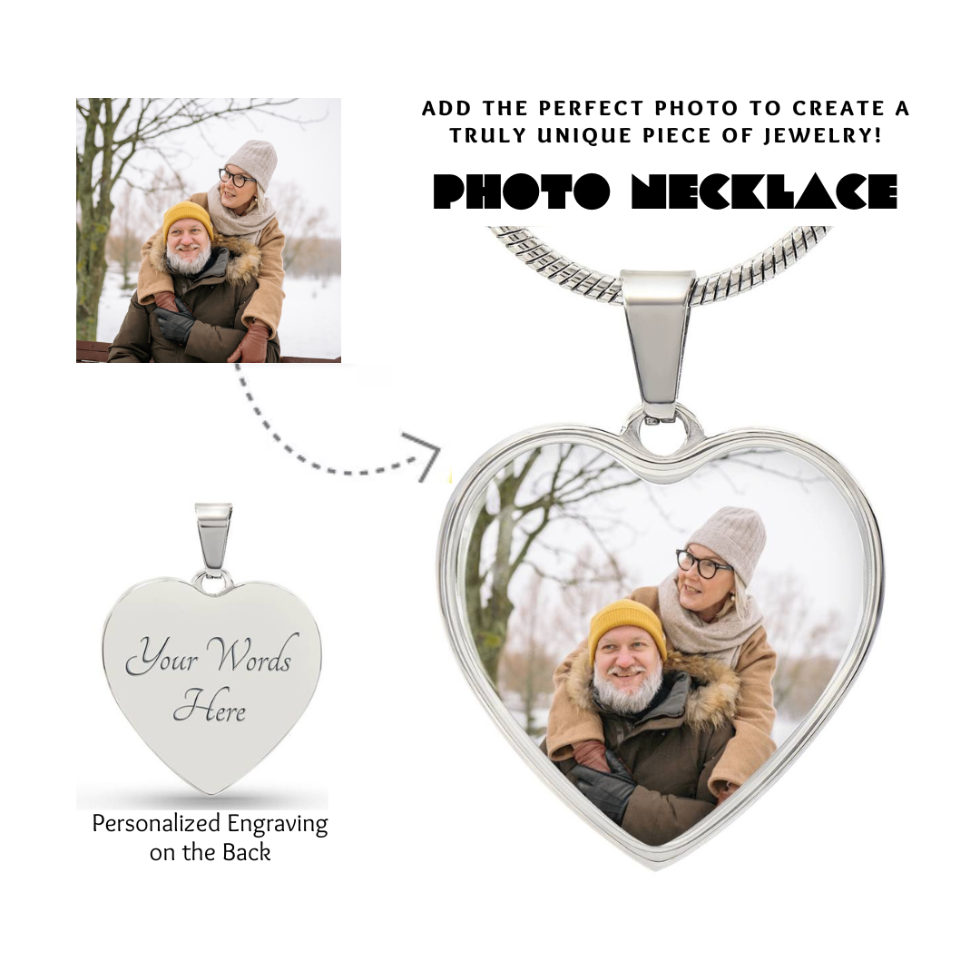 Photo Heart Necklace, Custom Picture Heart Necklace, Photo Pendant, Women Engraved Necklace, Custom Heart Pendant, Personalized gift for her, Keepsake Necklace Jewelry