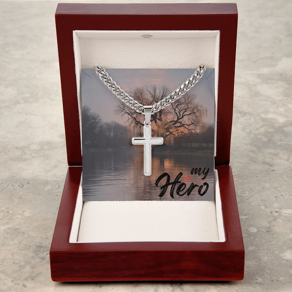 Artisan Cross Pendant with Cuban Link Chain