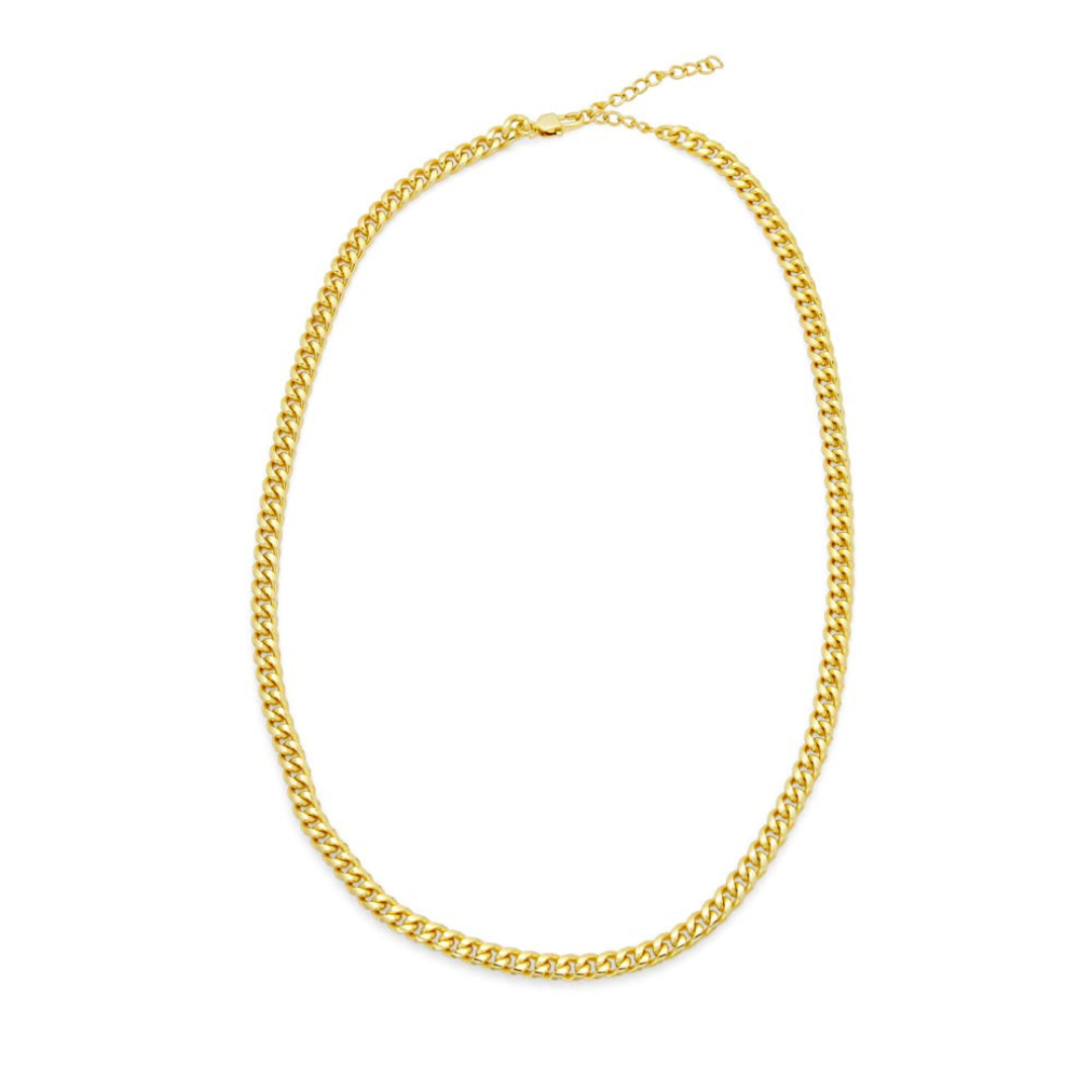 Cuban Link Necklace, 14K Yellow Gold Finish Cuban Link Chain, Men's Necklace, Stainless Steel Necklace, Silver Chain, Birthday Gift for him