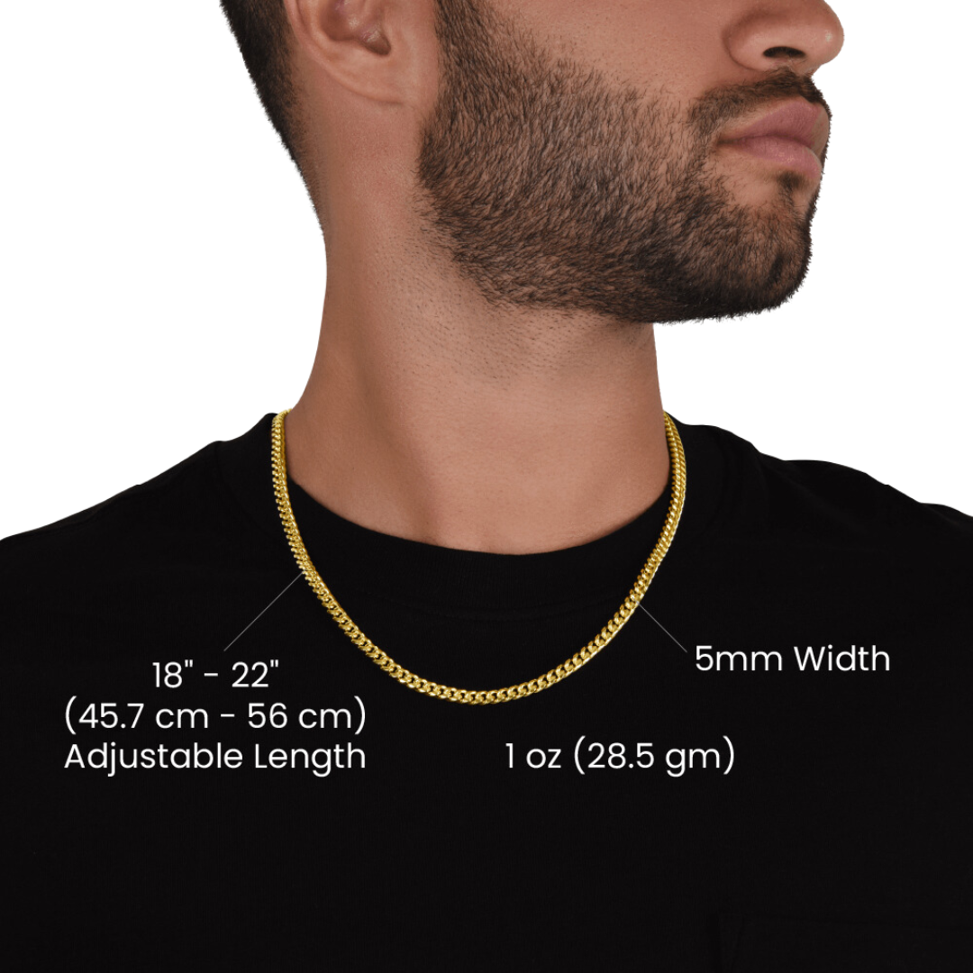 Cuban Link Necklace, 14K Yellow Gold Finish Cuban Link Chain, Men's Necklace, Stainless Steel Necklace, Silver Chain, Birthday Gift for him