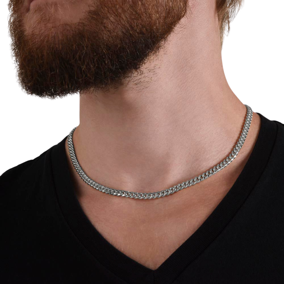 Cuban Link Necklace, 14K Yellow Gold Finish Cuban Link Chain, Men's Necklace, Stainless Steel Necklace, Silver Chain, Birthday Gift for him