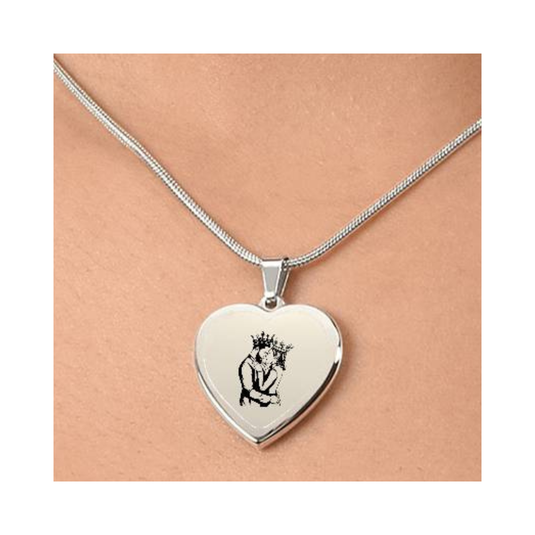 Engraved Heart Necklace - King & Queen Couple