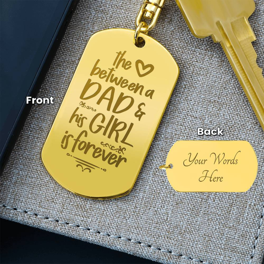 Create a unique keepsake with our Engraved Dog Tag Keychain. This high-quality stainless steel piece can be customized on the back in a scripted font, with 2 lines of text, up to 20 characters each.