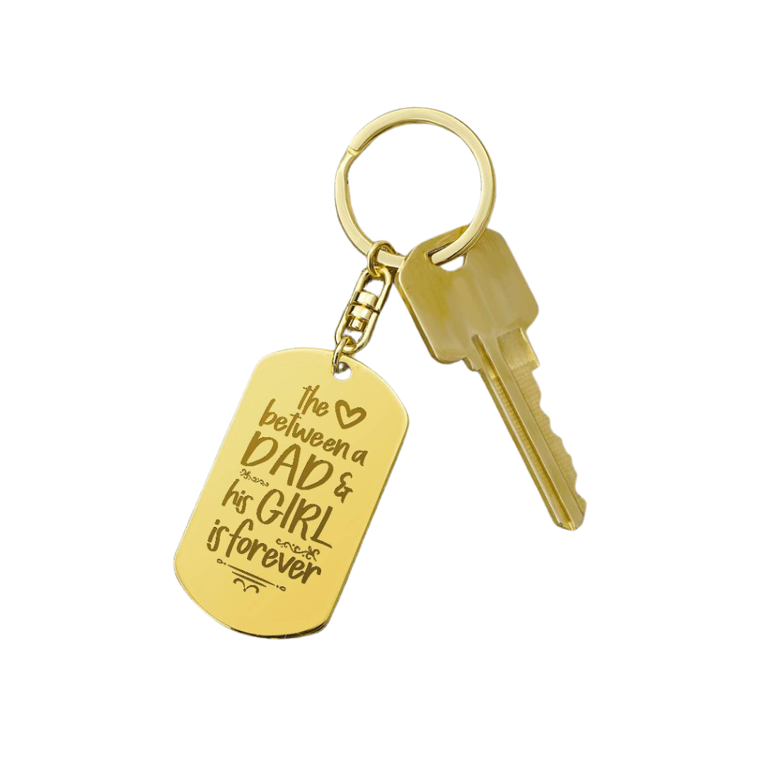 Create a unique keepsake with our Engraved Dog Tag Keychain. This high-quality stainless steel piece can be customized on the back in a scripted font, with 2 lines of text, up to 20 characters each.