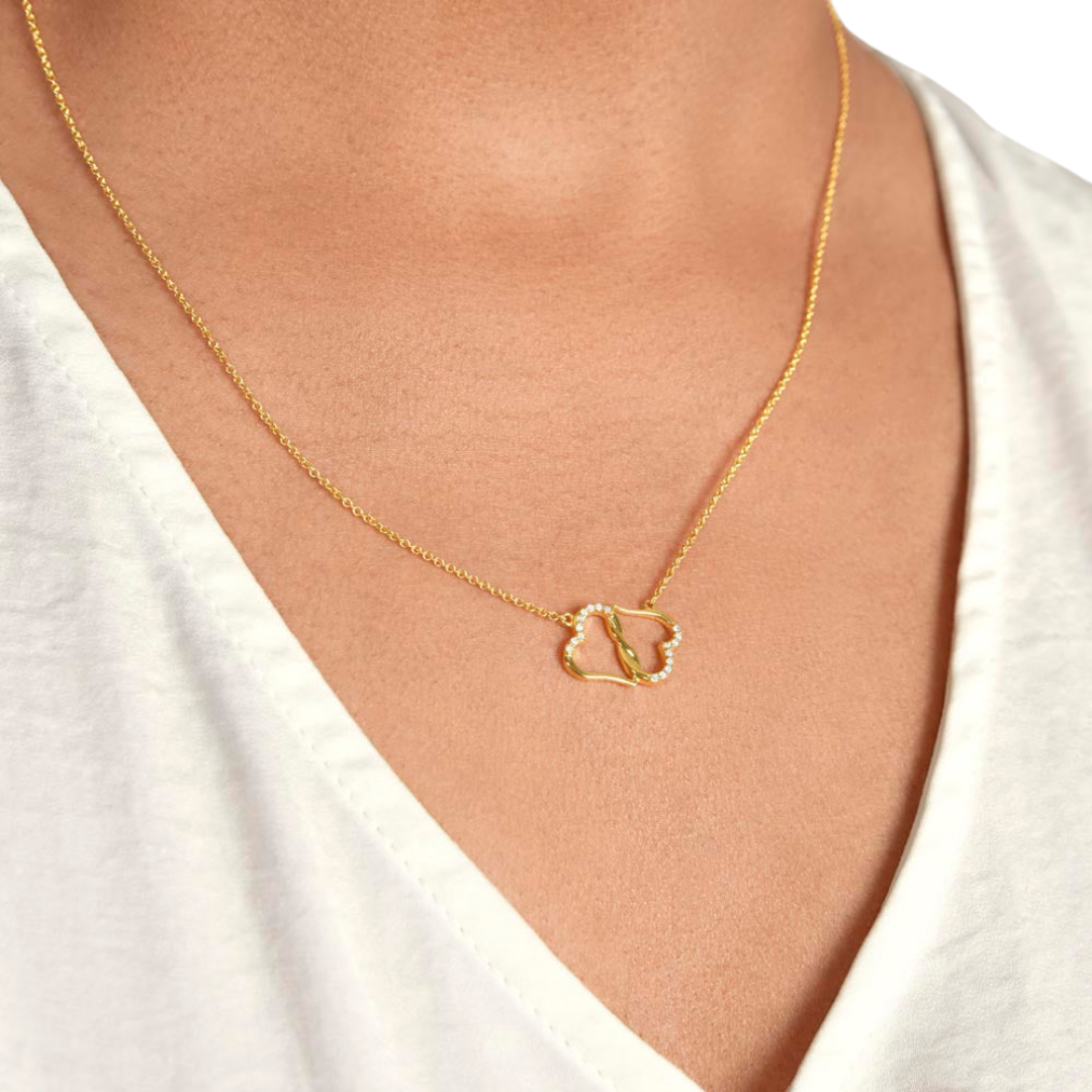 Everlasting Love Necklace, Infinity Necklace, 10K solid yellow gold, Women Necklace, Interlocking Heart Pendant, Valentine Gift for Her