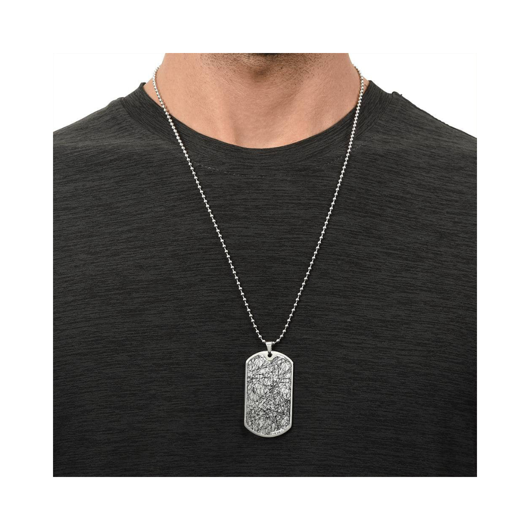 Graphic Dog Tag Pendant + Necklace - Bull, Personalized Military Dog tag, Men Engraved Necklace, Personalized jewelry gift for him