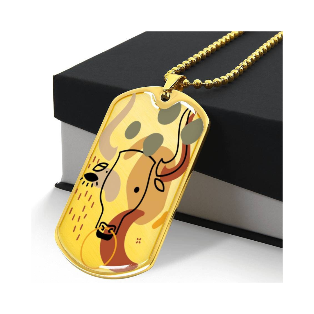 Graphic Dog Tag Pendant + Necklace - Bull, Personalized Military Dog tag, Men Engraved Necklace, Personalized jewelry gift for him