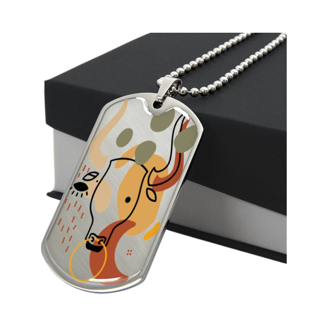 Graphic Dog Tag Pendant + Necklace - Bull, Personalized Military Dog tag, Men Engraved Necklace, Personalized jewelry gift for him