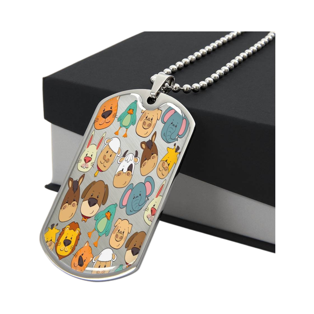 Graphic Dog Tag Pendant + Necklace - Bull, Personalized Military Dog tag, Men Engraved Necklace, Personalized jewelry gift for him