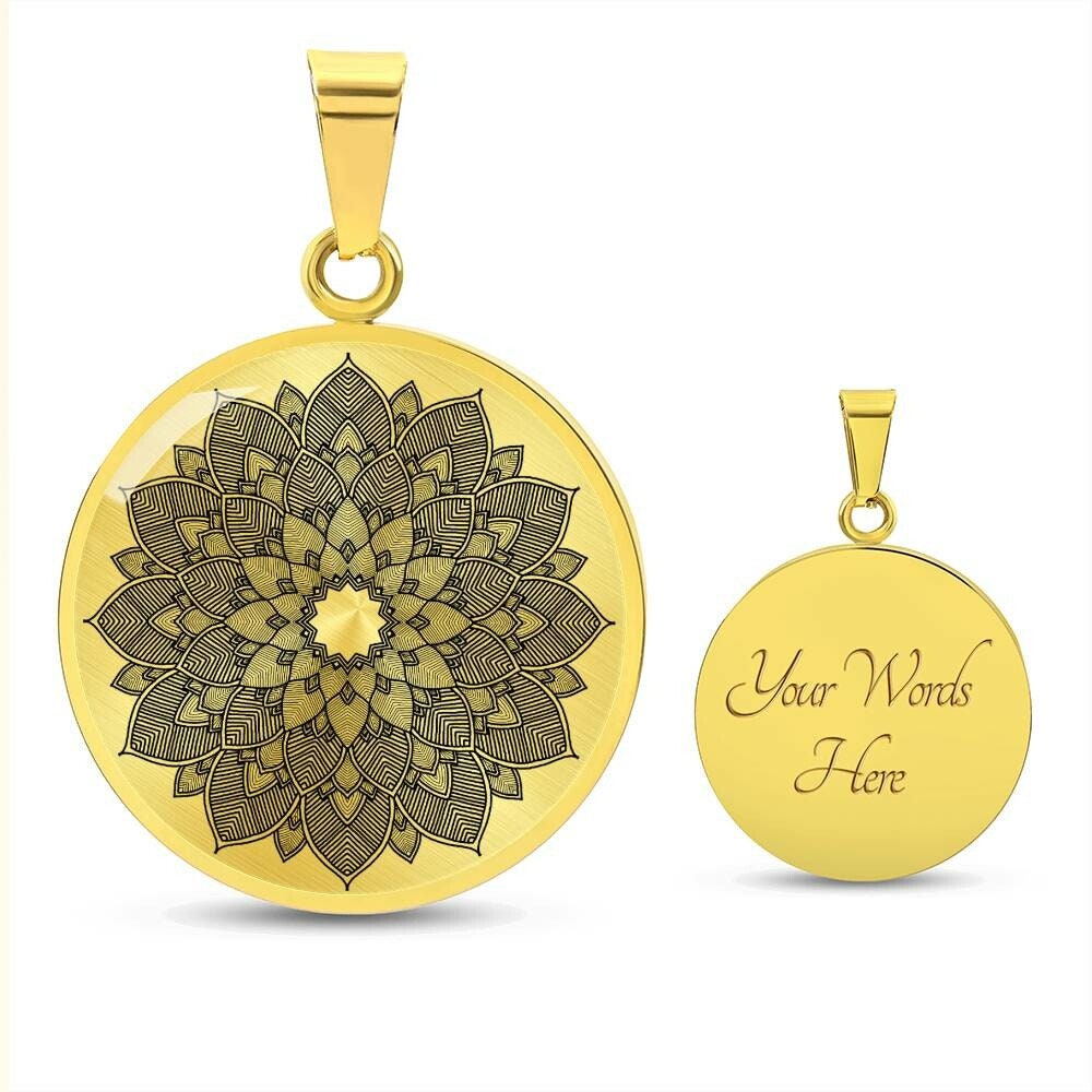Graphic Circle Pendant + Necklace - Abstract Mandala 19