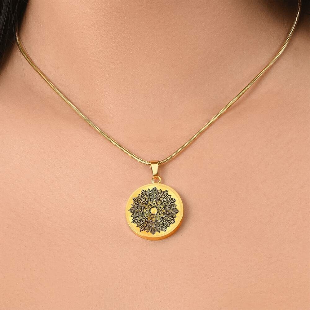 Graphic Circle Pendant + Necklace - Abstract Mandala 19
