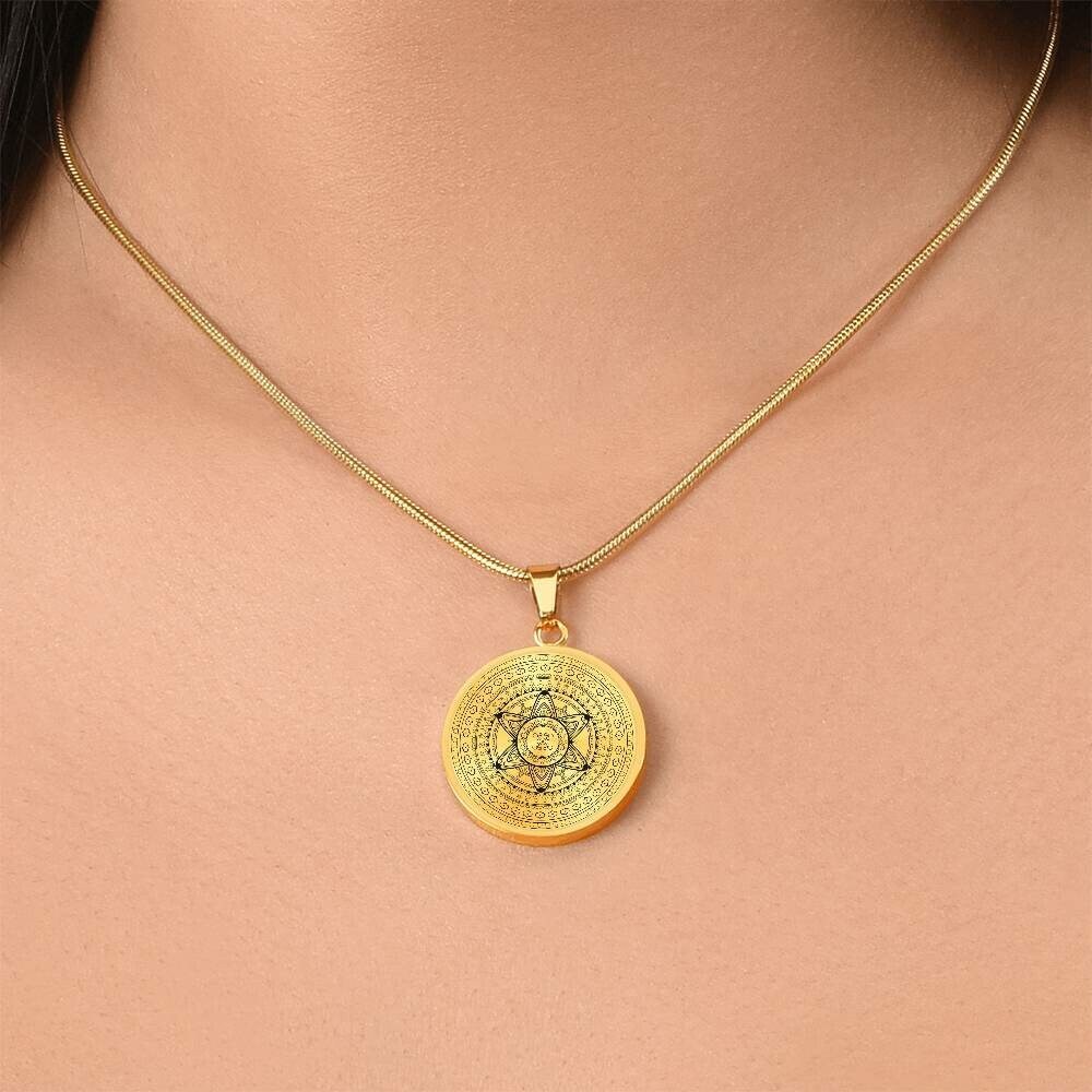 Graphic Circle Pendant + Necklace - Abstract Mandala 9