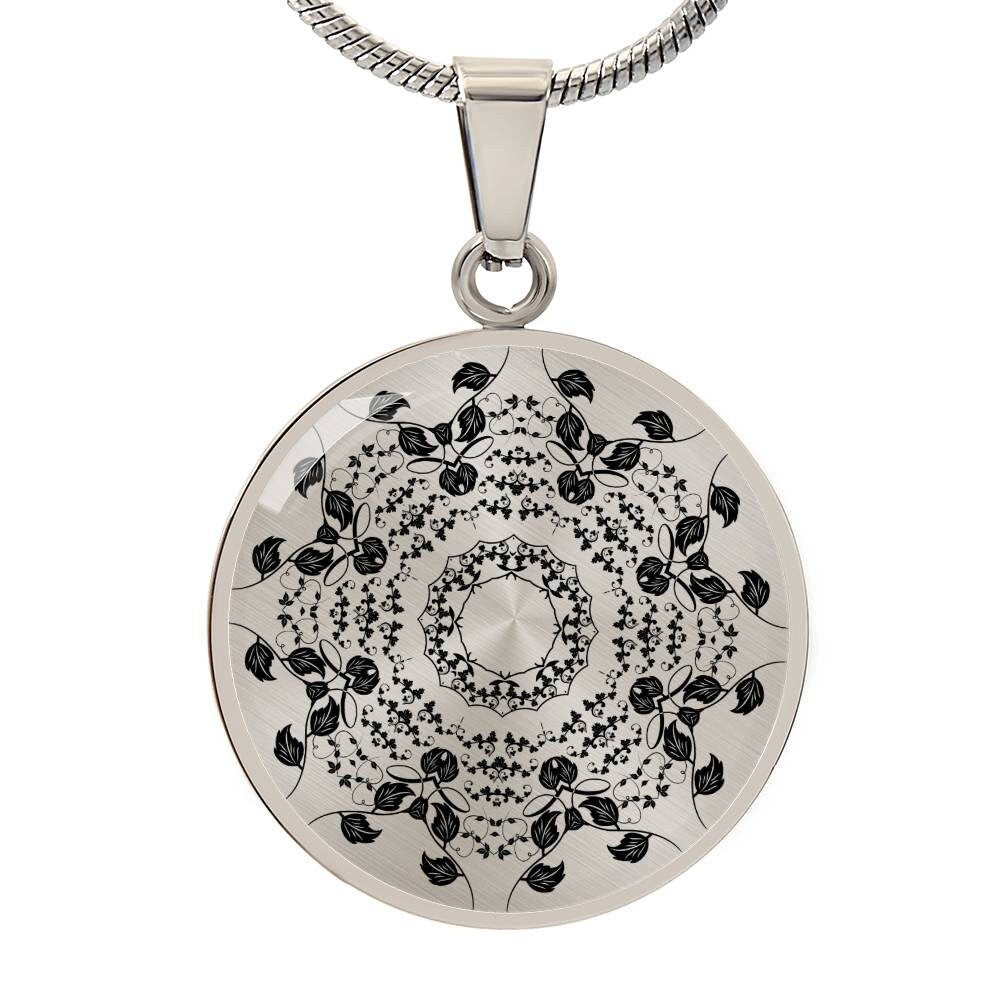 Graphic Circle Pendant + Necklace - Mandala Rosette 2