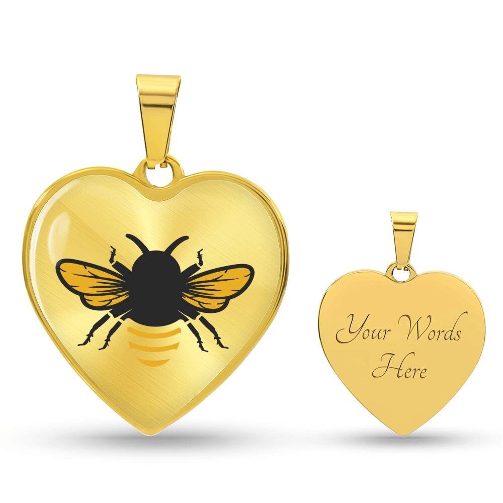 Graphic Heart Pendant + Necklace - Bee