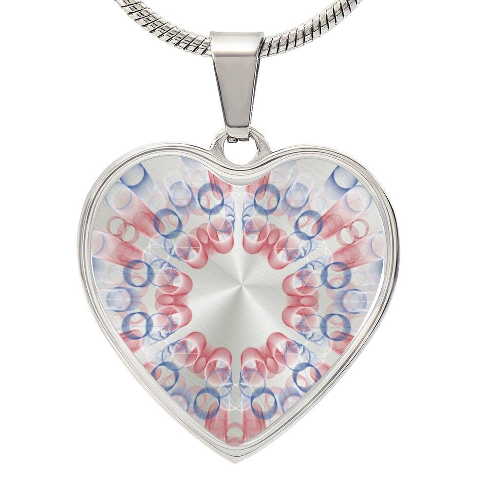 Graphic Heart Pendant + Necklace - Digital Abstract Art