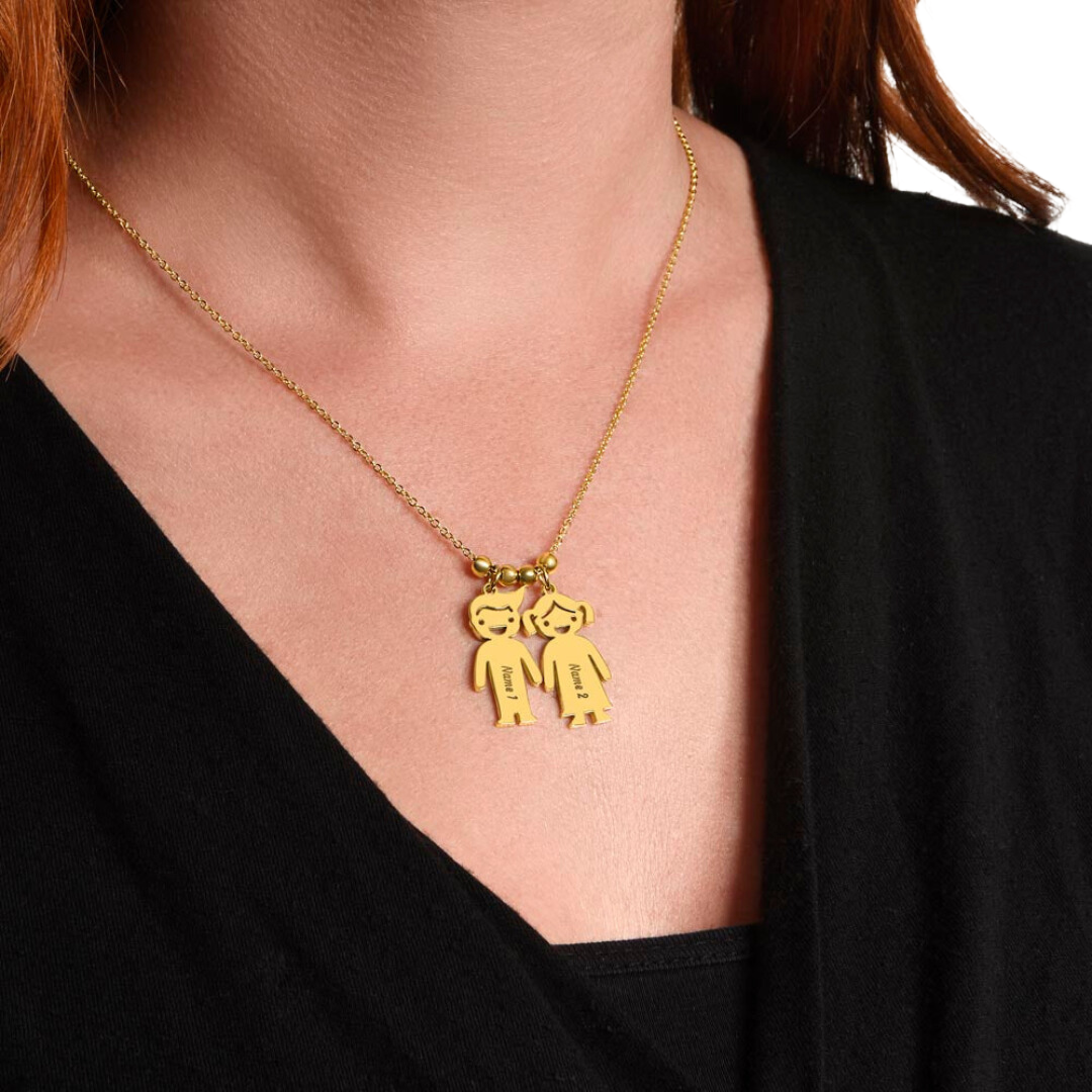 Personalized Kid Charm Necklace, Engraved Handmade Jewelry, Custom Keepsake Necklace, Boy or Girl Name Pendant, Gift for mom, Gift for her