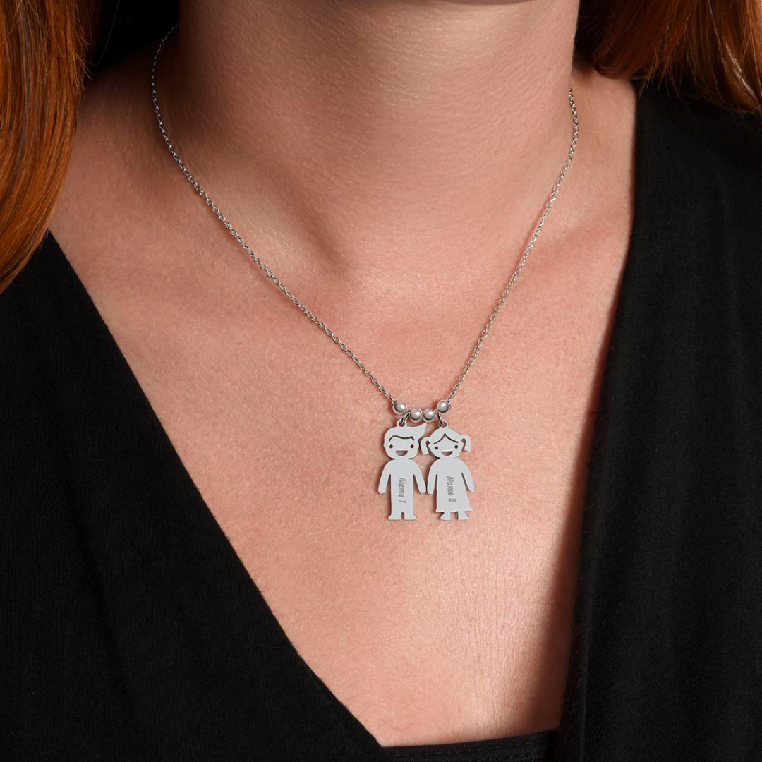 Personalized Kid Charm Necklace, Engraved Handmade Jewelry, Custom Keepsake Necklace, Boy or Girl Name Pendant, Gift for mom, Gift for her