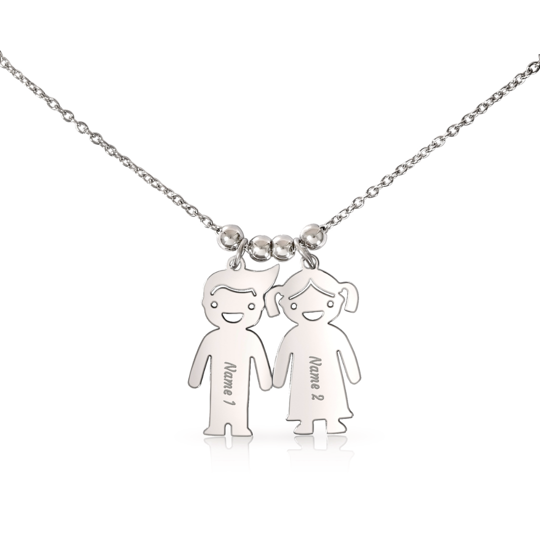 Personalized Kid Charm Necklace, Engraved Handmade Jewelry, Custom Keepsake Necklace, Boy or Girl Name Pendant, Gift for mom, Gift for her