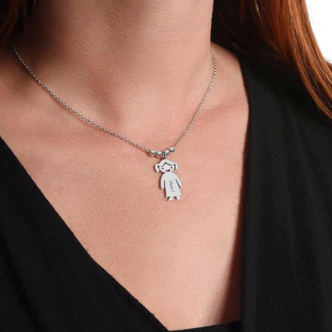 Personalized Kid Charm Necklace, Engraved Handmade Jewelry, Custom Keepsake Necklace, Boy or Girl Name Pendant, Gift for mom, Gift for her