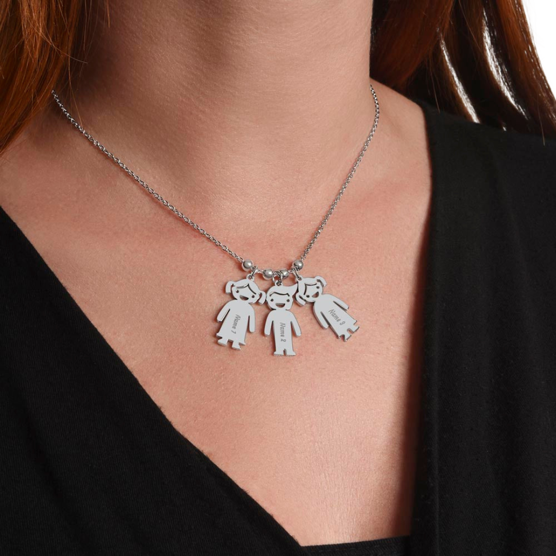 Personalized Kid Charm Necklace, Engraved Handmade Jewelry, Custom Keepsake Necklace, Boy or Girl Name Pendant, Gift for mom, Gift for her