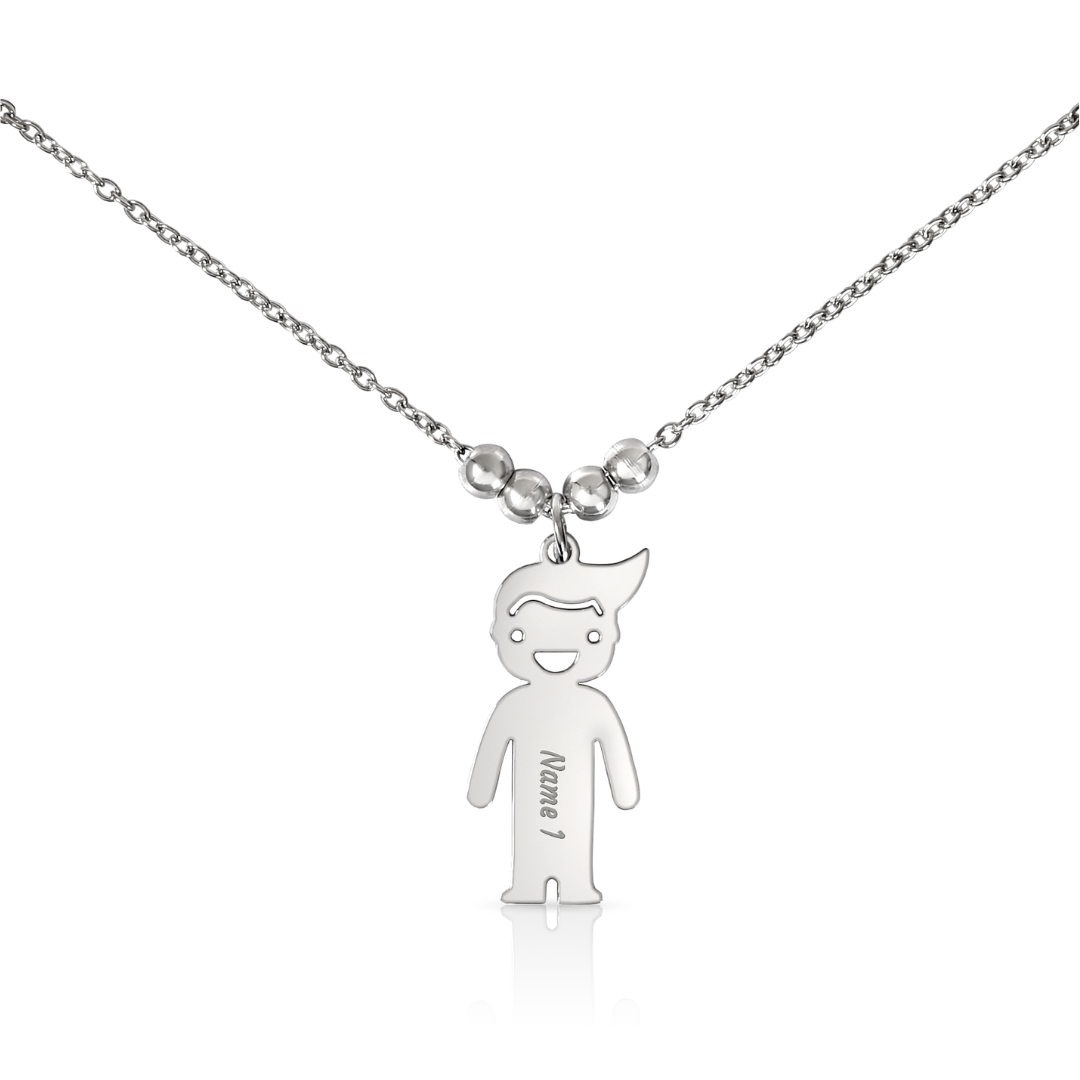 Personalized Kid Charm Necklace, Engraved Handmade Jewelry, Custom Keepsake Necklace, Boy or Girl Name Pendant, Gift for mom, Gift for her