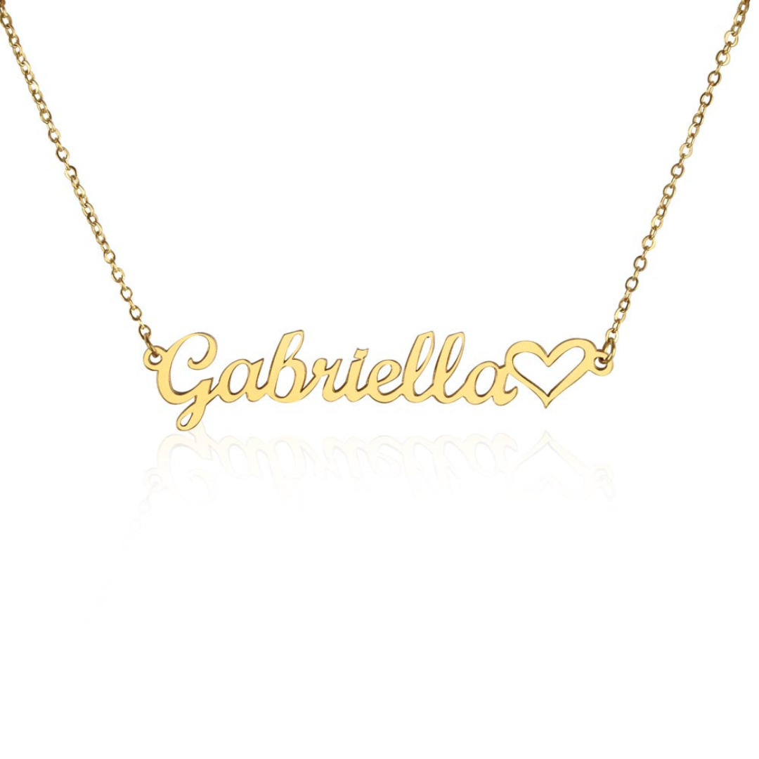 Name Necklace With Heart, Personalized Name Pendant, Love Name Necklace, Custom Name Jewelry, Mothers Day Gift, Valentine Gift for Her