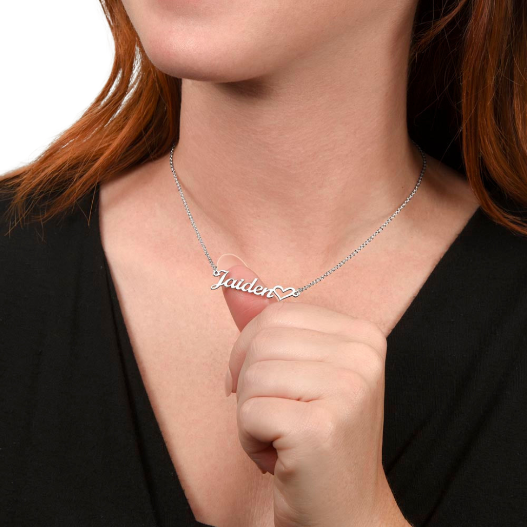 Name Necklace With Heart, Personalized Name Pendant, Love Name Necklace, Custom Name Jewelry, Mothers Day Gift, Valentine Gift for Her