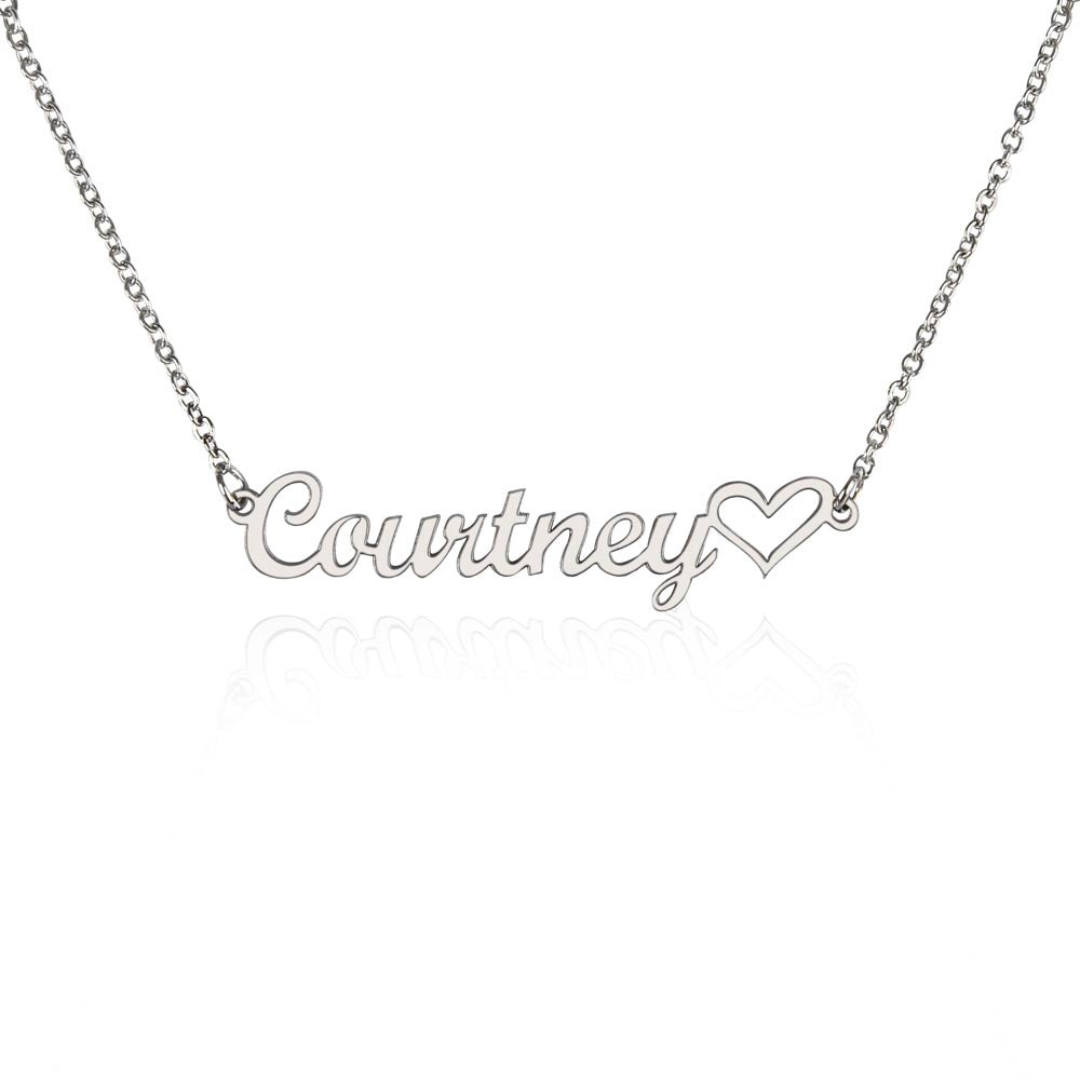 Name Necklace With Heart, Personalized Name Pendant, Love Name Necklace, Custom Name Jewelry, Mothers Day Gift, Valentine Gift for Her