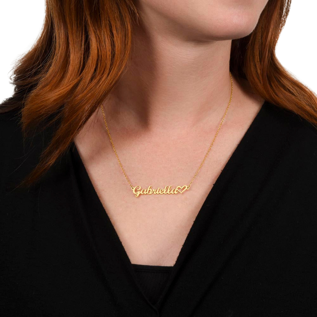 Name Necklace With Heart, Personalized Name Pendant, Love Name Necklace, Custom Name Jewelry, Mothers Day Gift, Valentine Gift for Her