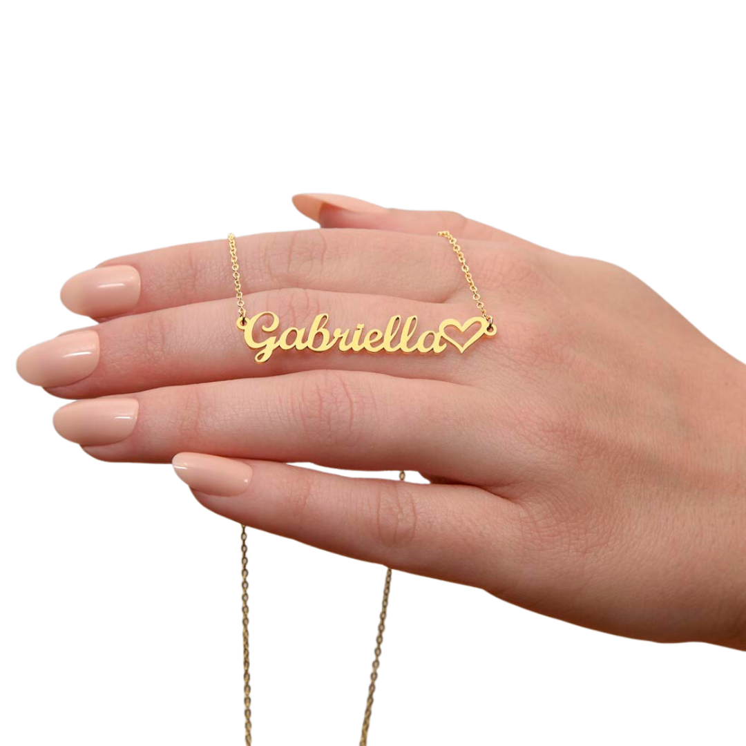 Name Necklace With Heart, Personalized Name Pendant, Love Name Necklace, Custom Name Jewelry, Mothers Day Gift, Valentine Gift for Her