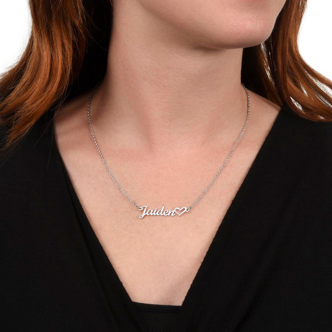 Name Necklace With Heart, Personalized Name Pendant, Love Name Necklace, Custom Name Jewelry, Mothers Day Gift, Valentine Gift for Her