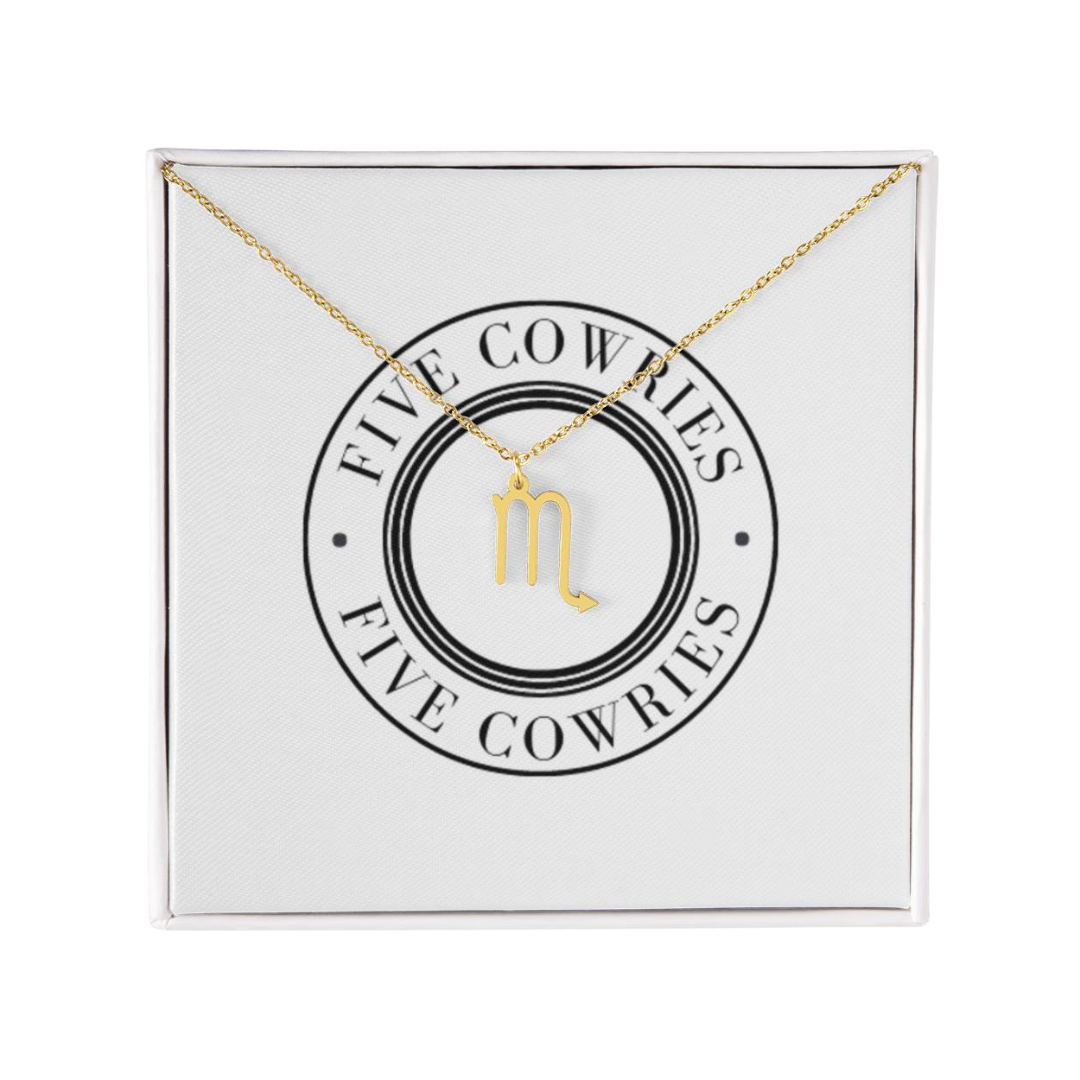 Scorpio Zodiac Name Necklace. Handcrafted with care, this piece is made from durable stainless steel and optionally dipped in 18k yellow gold and features her unique astrological sign.