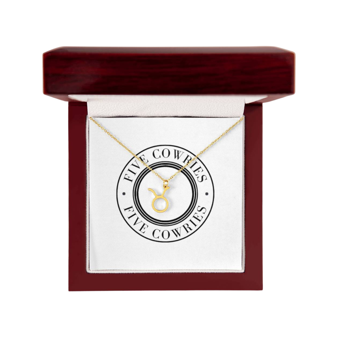 Taurus Zodiac Name Necklace. Handcrafted with care, this piece is made from durable stainless steel and optionally dipped in 18k yellow gold and features her unique astrological sign.