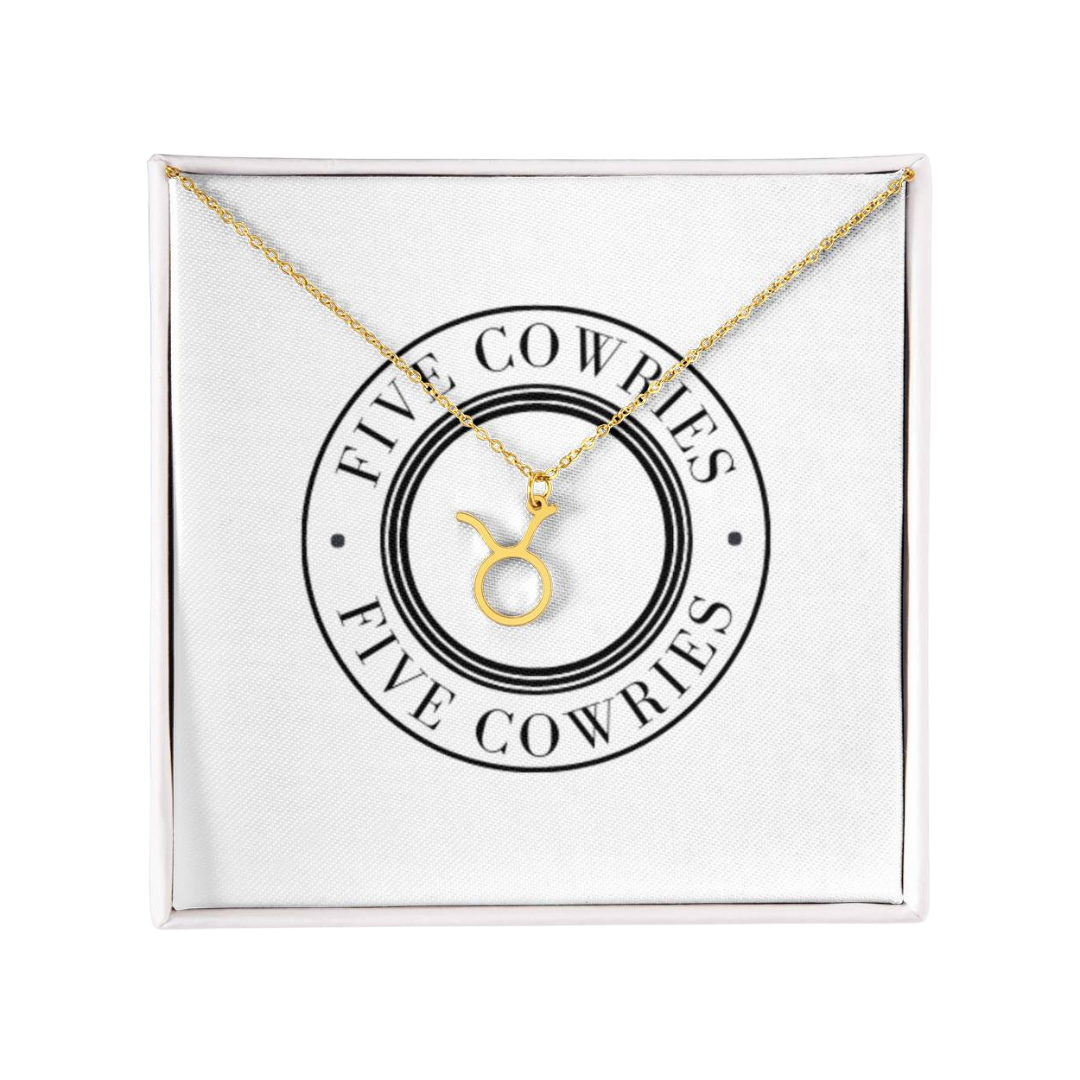 Taurus Zodiac Name Necklace. Handcrafted with care, this piece is made from durable stainless steel and optionally dipped in 18k yellow gold and features her unique astrological sign.