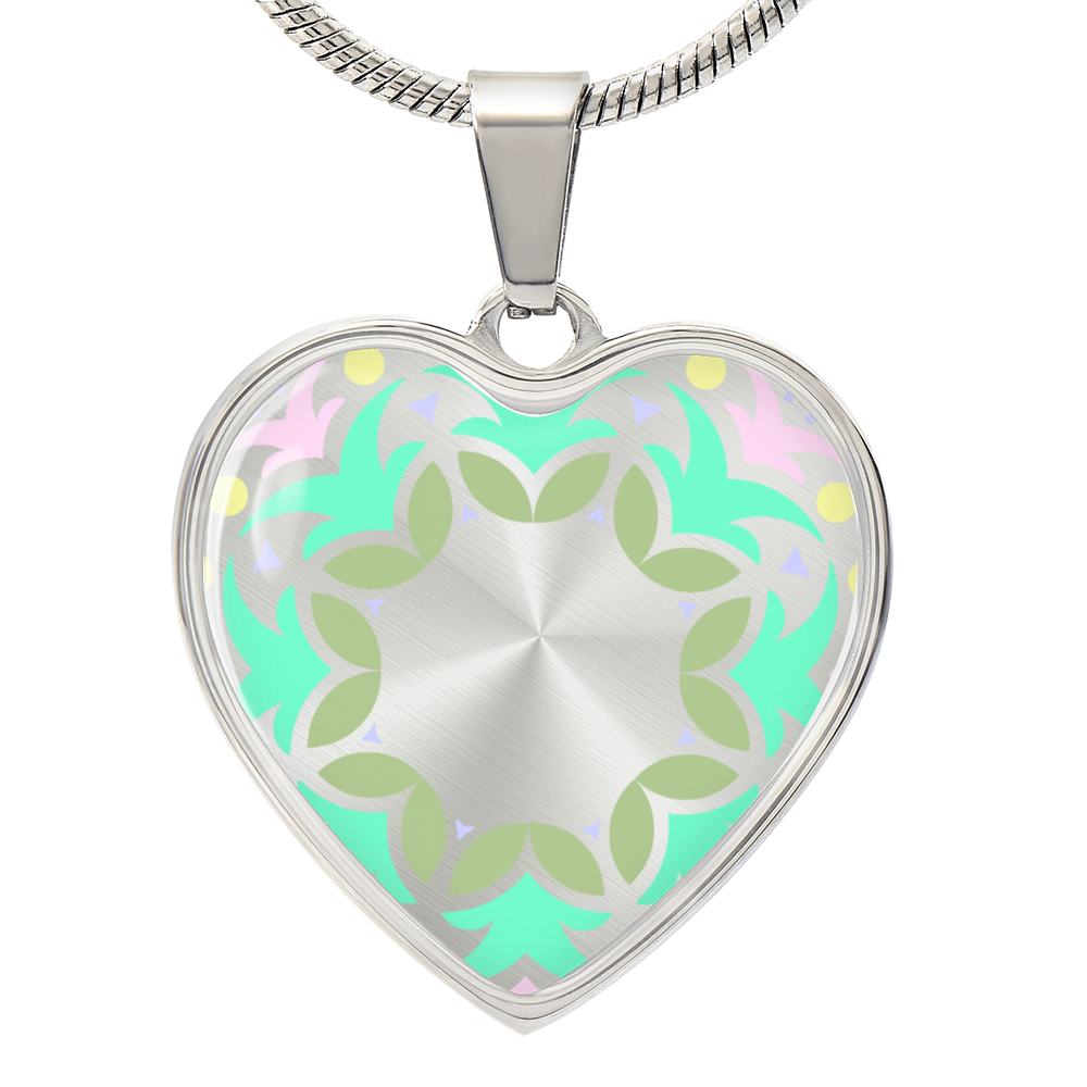 Graphic Heart Pendant + Necklace - Abstract Mandala