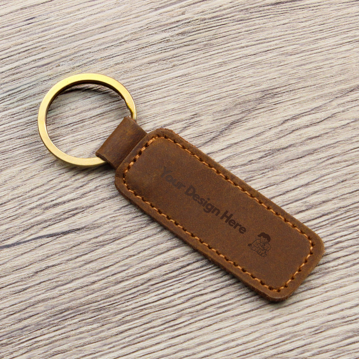 Engraved Leather Keychain