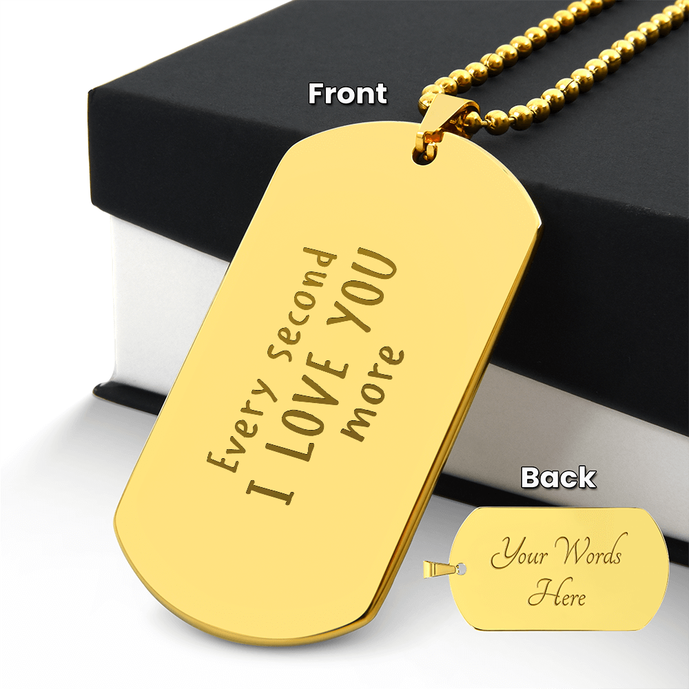 Personalized Handwritten Message Engraved Dog Tag Necklace