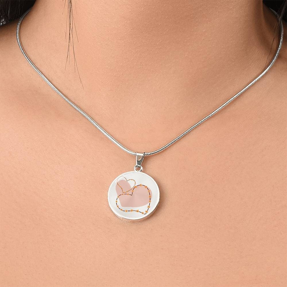 Graphic Circle Pendant + Necklace - 3 Hearts