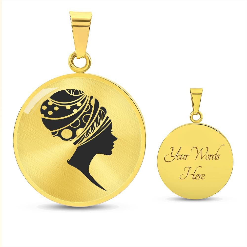 Graphic Circle Pendant + Necklace - Woman In Turban