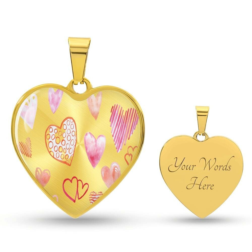 Graphic Heart Pendant + Necklace - Hearts