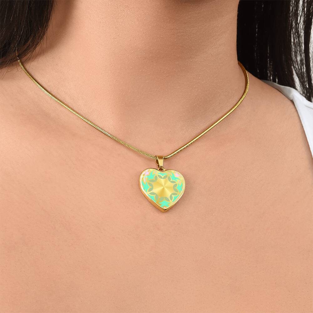Graphic Heart Pendant + Necklace - Abstract Mandala