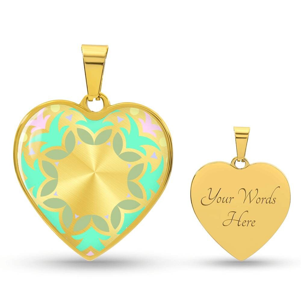 Graphic Heart Pendant + Necklace - Abstract Mandala