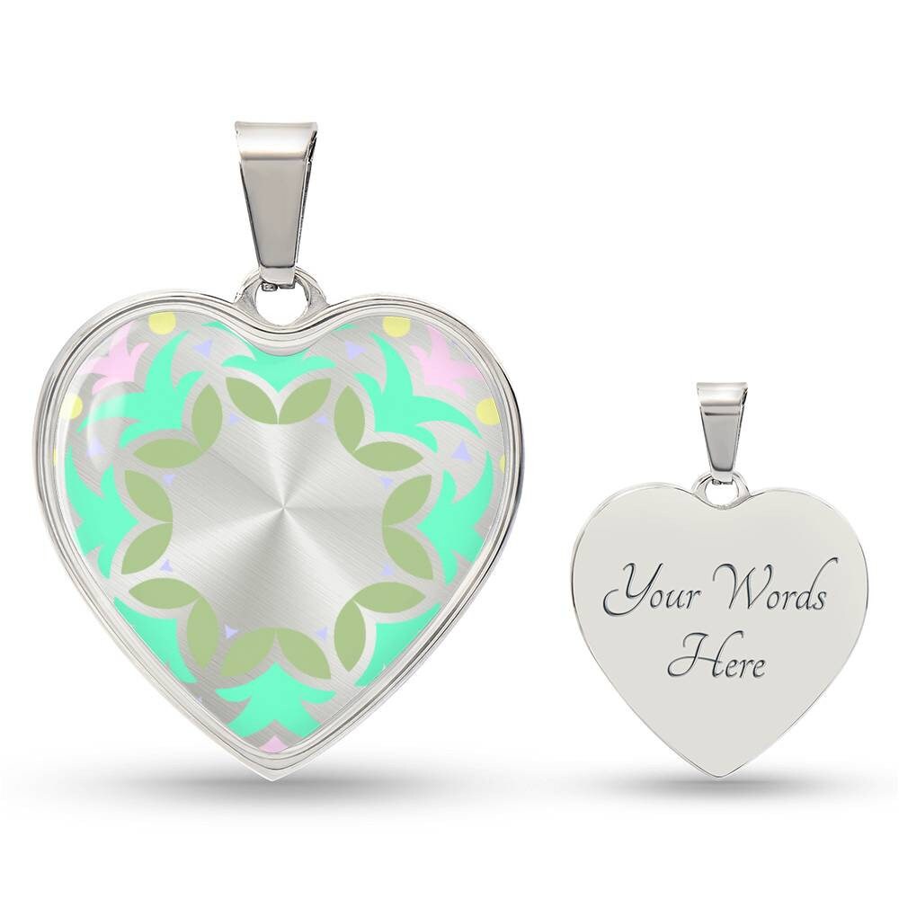 Graphic Heart Pendant + Necklace - Abstract Mandala