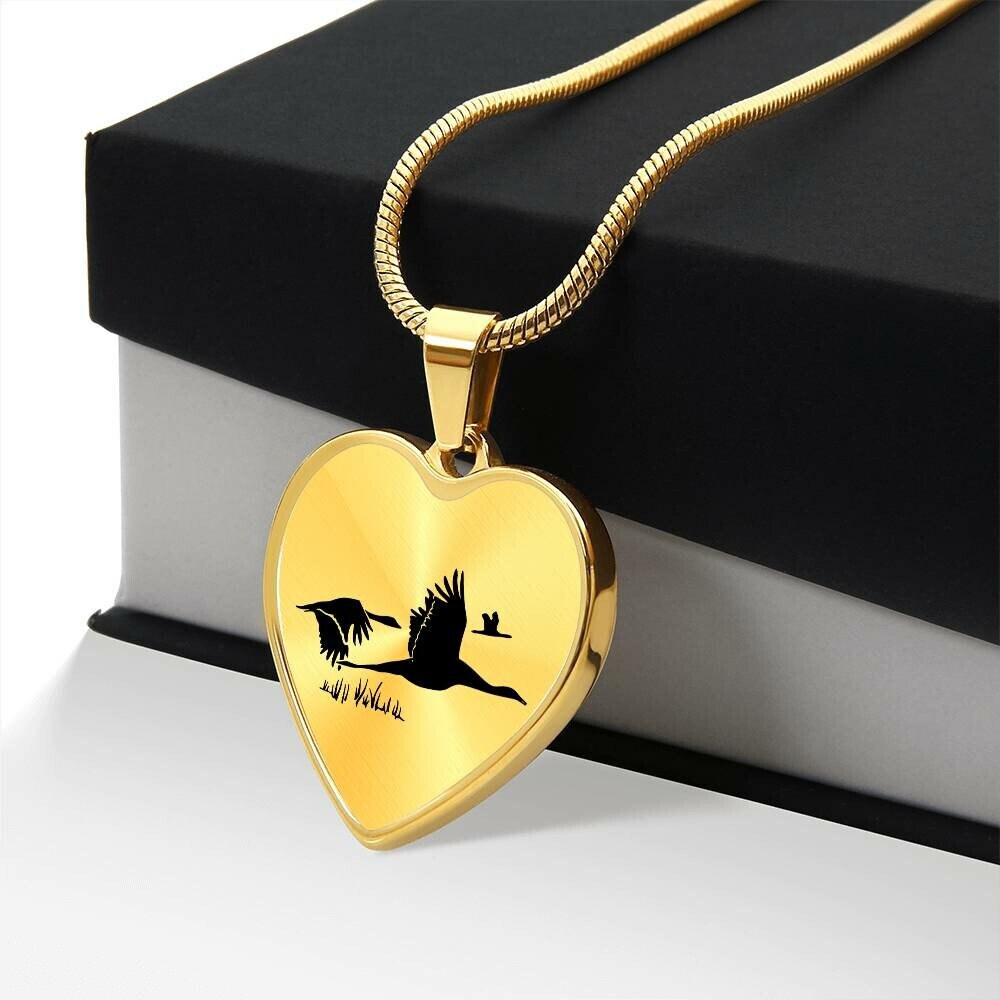 Graphic Heart Pendant + Necklace - Flock of Swan