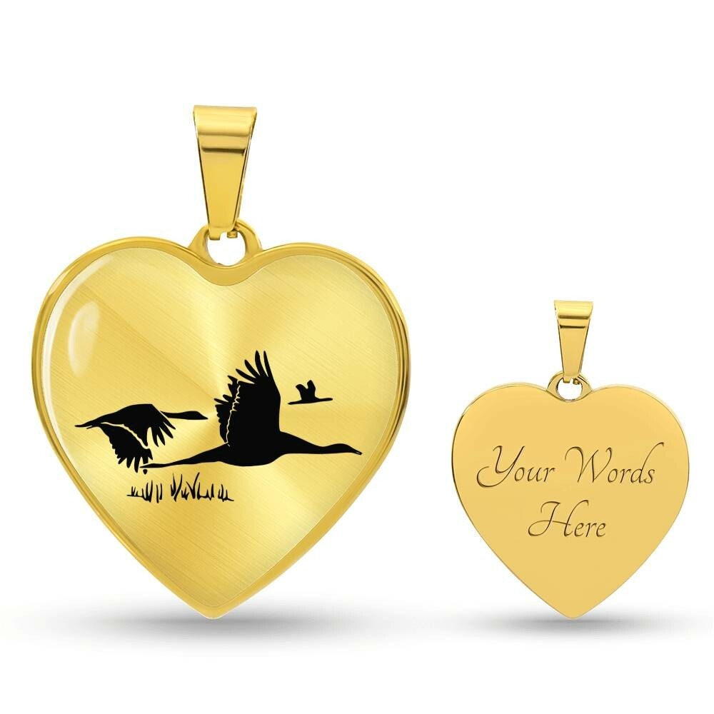Graphic Heart Pendant + Necklace - Flock of Swan