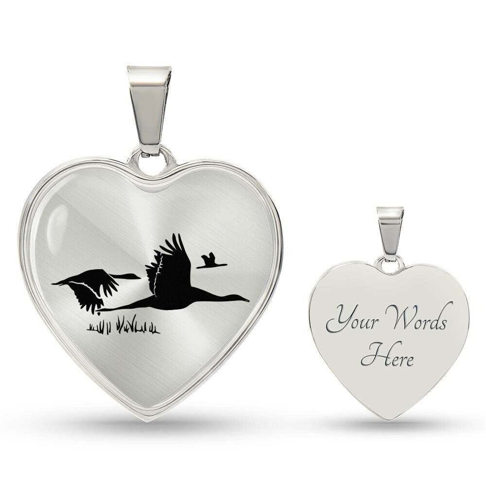 Graphic Heart Pendant + Necklace - Flock of Swan