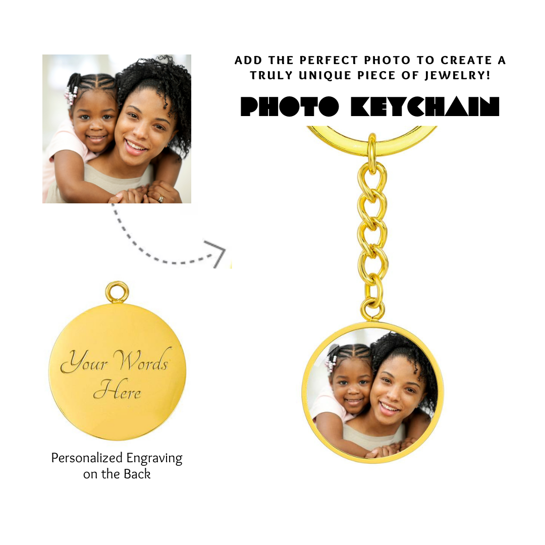 Photo Circle Keychain, Custom Photo Circle Keychain, Personalized Picture Circle Keychain, Engraved Photo Round Pendant, Custom Gift for Her