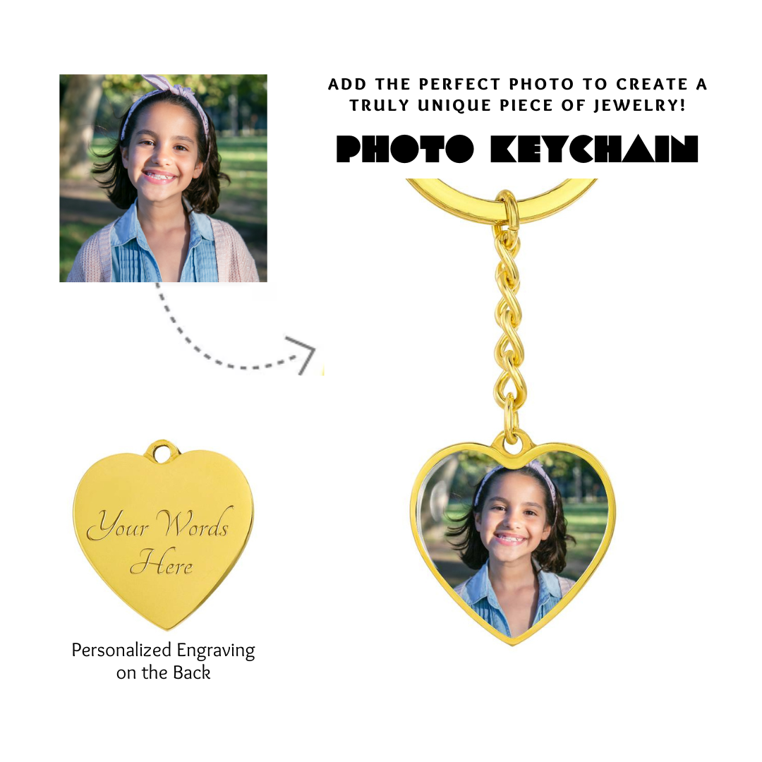 Photo Heart Keychain, Custom Photo Heart Keychain, Personalized Picture Heart Keychain, Engraved Photo Heart Pendant, Custom Gift for Her, Valentine Gift