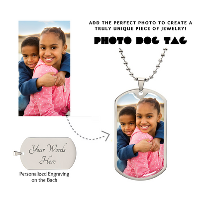 Photo Dog Tag Necklace, Custom Picture Dog Tag Necklace, Military Dog tag, Men Engraved Necklace, Graphic Dog tag, Personalized Gift for him