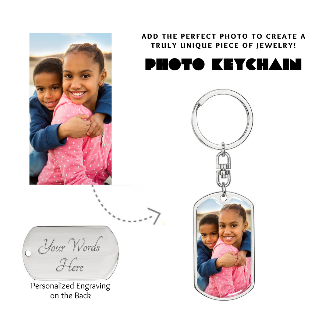 Photo Dog Tag Swivel Keychain, Custom Picture Dog Tag Keychain, Personalized Keychain for him, Engraved Keychain, Military Dog-tag Keychain